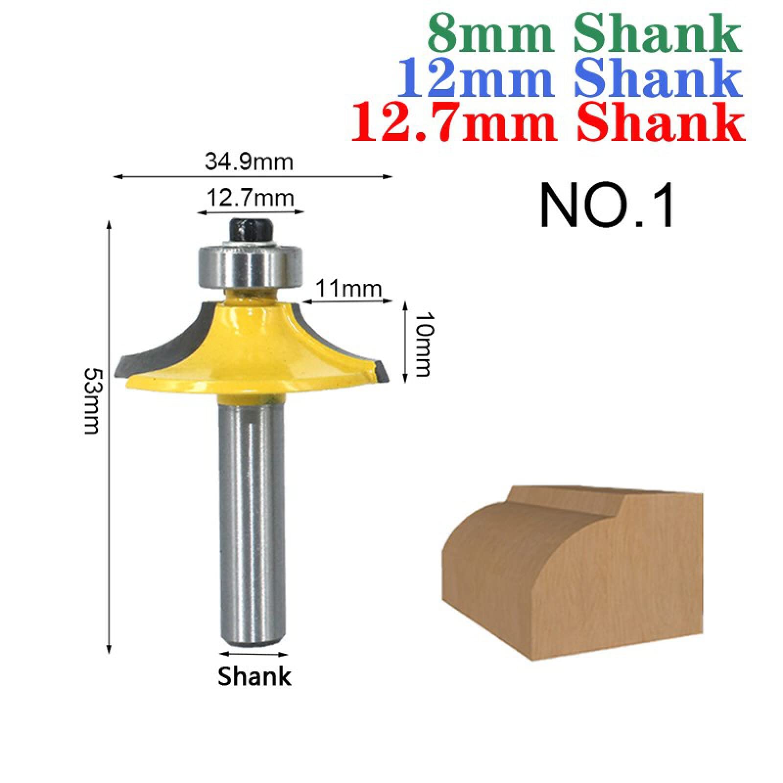 4 pezzi 8mm/12mm/12,7mm gambo del cassetto del router bit set tondo sopra bordare bordo mulino fresa legno fresa in metallo duro lavorazione del legno,gambo 8mm