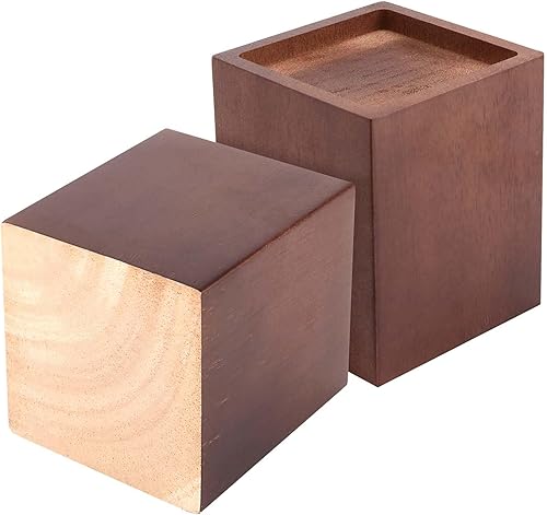 Miniatura 6 de SINJEUN Paquete de 4 elevadores de madera maciza natural de 4 pulgadas, elevadores cuadrados de muebles de madera, extensores de madera para mesa,