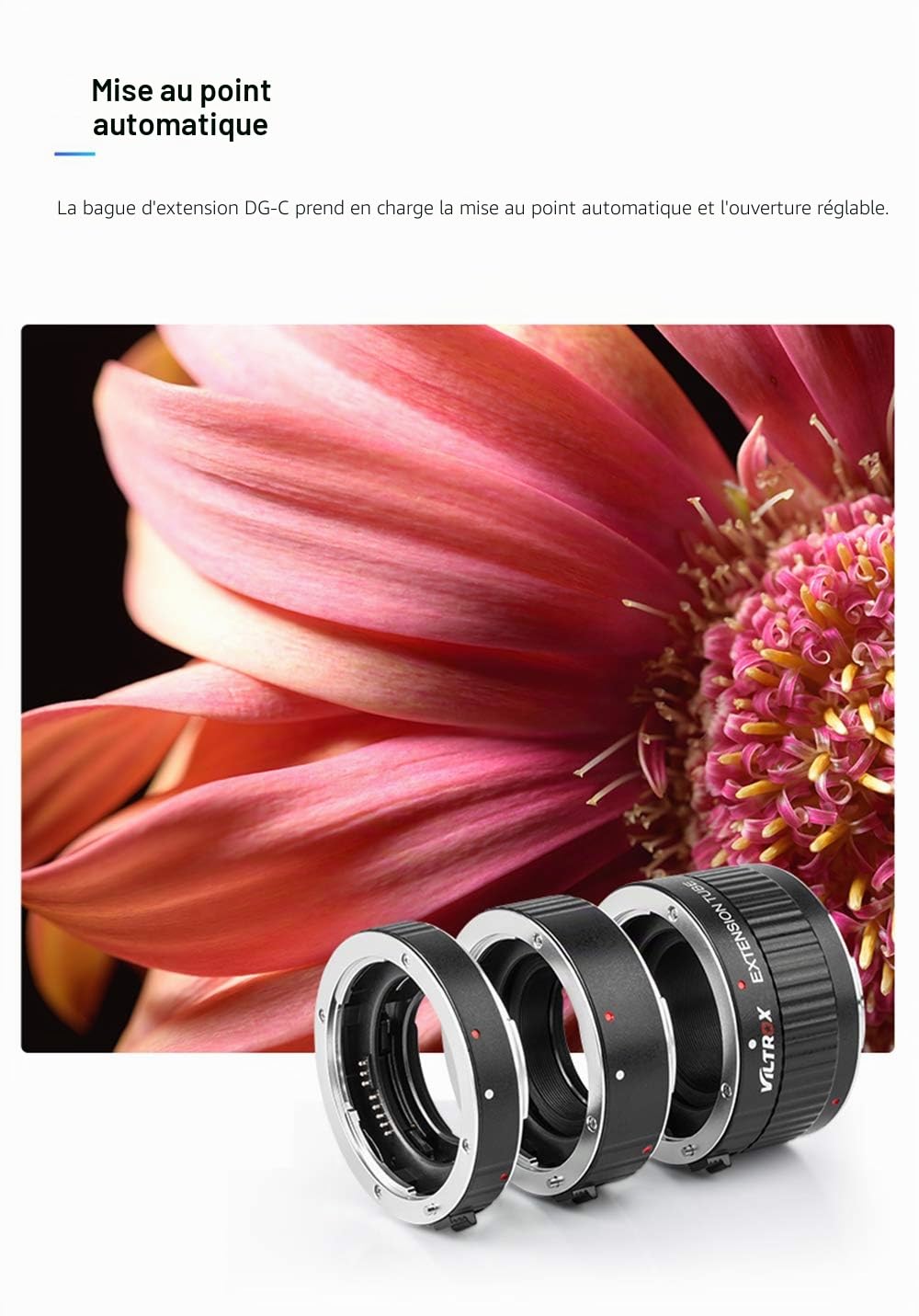 VILTROX DG-C AF Macro Tube d'extension Automatique Bague allonge pour Canon EF EF-S 7D 6D 5D 60D 70D 80D 77D 750D 800D 760D 1300D appareil photo DSLR
