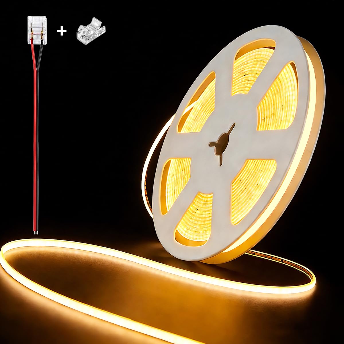 illuburg 24V COB LED Strip Warm White 2700K 10m 400LEDs/m CRI90+ Dimmable Self-adhesive Strip Striscia Strip Luminous
