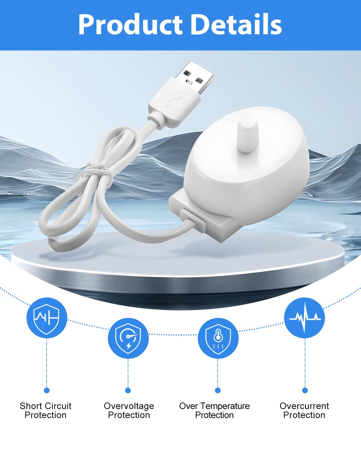 Ładowarka USB do elektrycznej szczoteczki do zębów Oral B, ładowarka, stacja ładująca, gniazdko elektryczne do serii B IO, typ 3757, kabel do ładowania, przenośna, kompatybilna z iO6, iO5, iO4, iO3