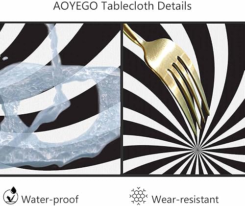 Miniatura 6 de AOYEGO Mantel redondo de 60 pulgadas con diseño de rayas de remolino, mantel moderno de poliéster para decoración del hogar, fiestas, picnic