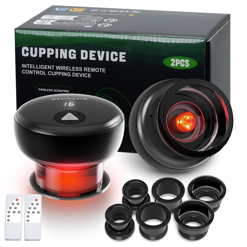 2 Pack Smart Electric Cupping Massager with Red Light & Heat Ther...