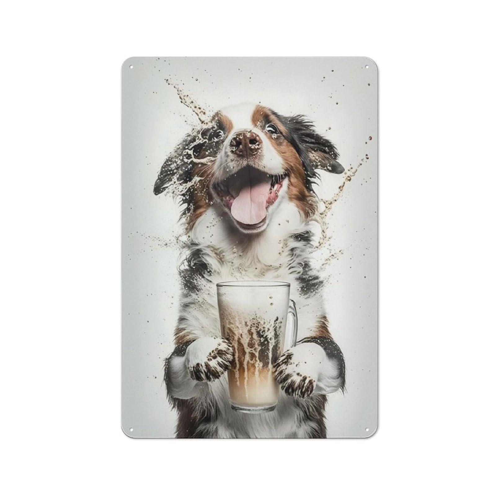 Junmoney Dog And A Beer Retro Metal Wall Sign 30X20cm With For Home Bar Wall, A Housewarming Gift For Hosts Who Enjoy Retro Interiors
