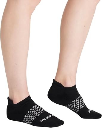 BOMBAS Women's Solid Black Ankle Socks, 6-Pack Cushioned Athletic Low Cut Socks, Size Medium (7.5-11)