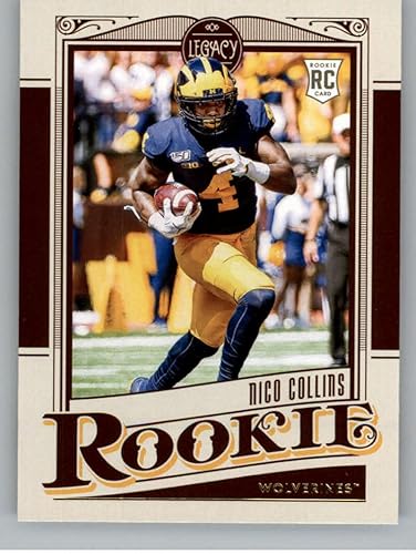 2021 Panini Legacy Football #160 Nico Collins RC Rookie Michigan Wolverines Official NFL Trading Card (Stock Photo Used, Card is straight from Box