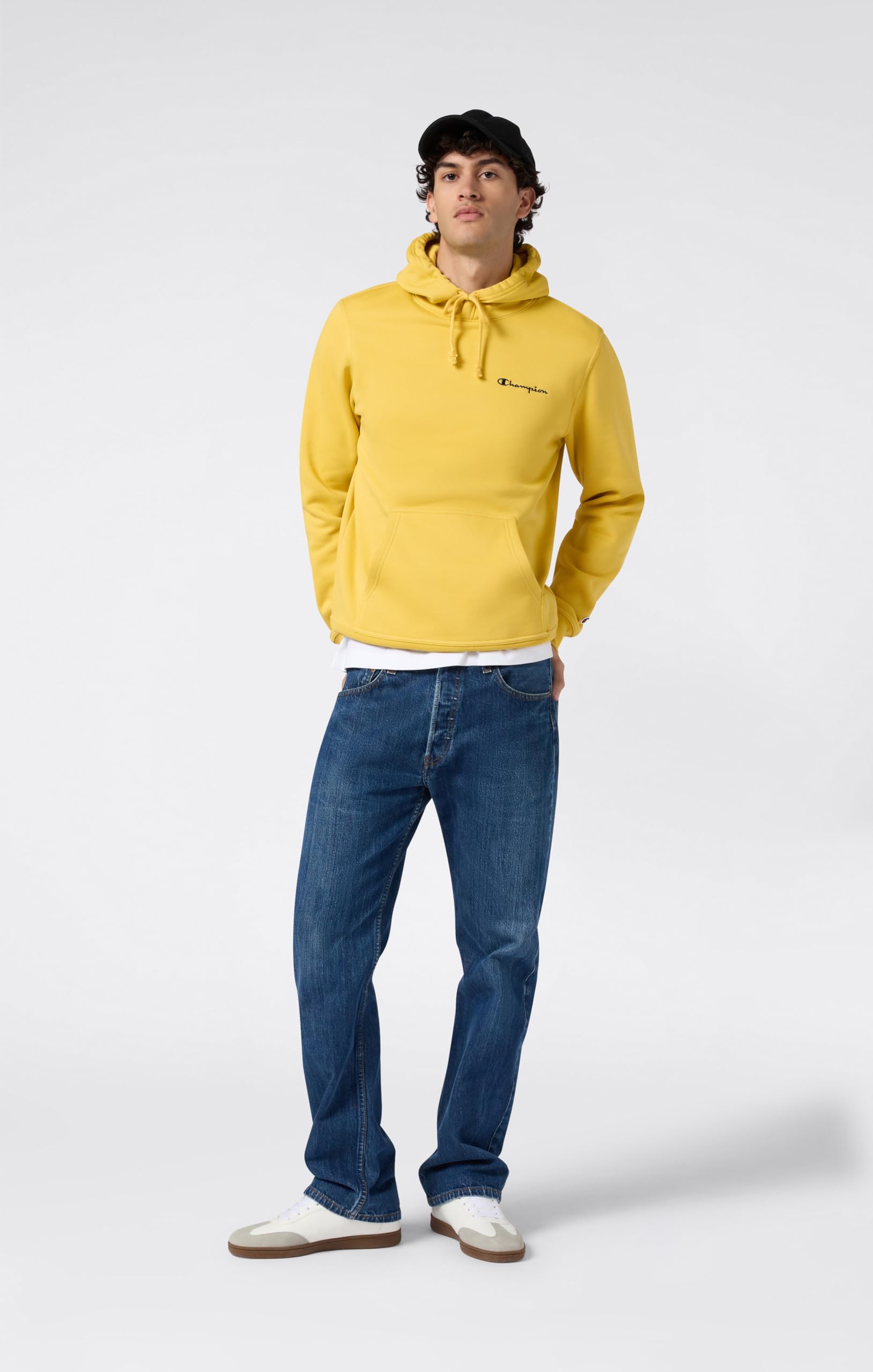 Champion Bluza męska z pluszową podszewką i małym haftowanym logo ikony, 221790