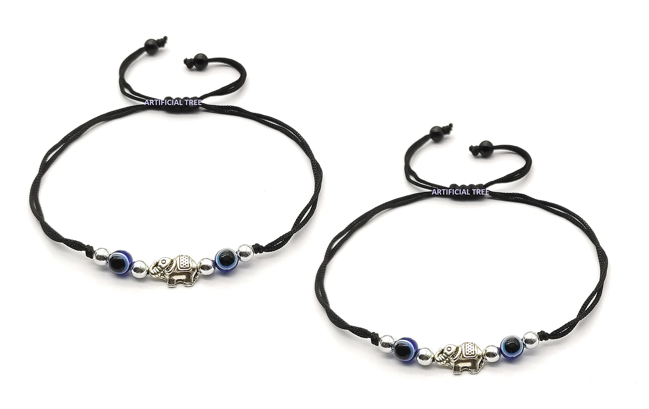 ARTIFICIAL TREE German Silver Evil Eye + Elephant Ball Charms Black Thread Adjustable Anklet for Women and Girls (AT ANK 045) (B0C1CG8P7H) Amazon Price History, Amazon Price Tracker