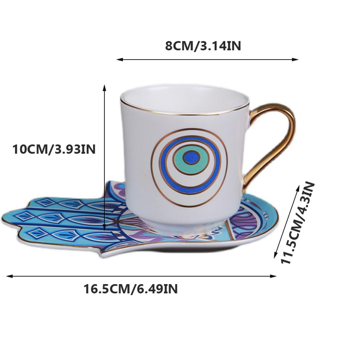 OUNONA Juego de Taza y Platillo Set de 1 Unidad para Café de Cerámica con Asa Ergonómica y Diseño Clásico, Adecuado para Reuniones y Fiestas
