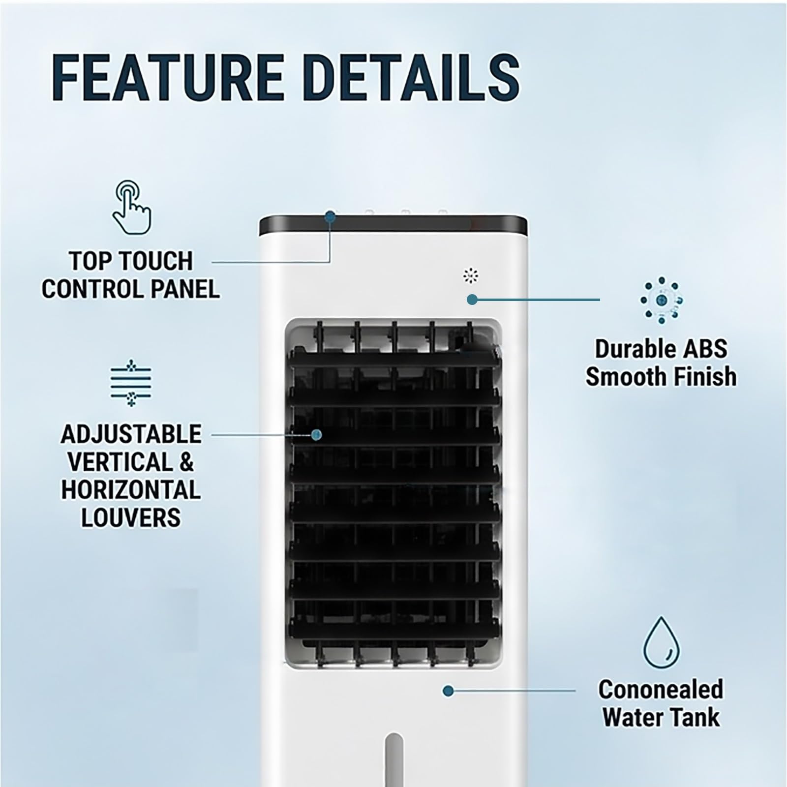 Raffrescatore D'aria 3 in 1 con Ventilatore Serbatoio 6L Telecomando 3 Velocità Timer 7,5H Ruote 360° Raffreddamento Silenzioso per Camera Ufficio Soggiorno