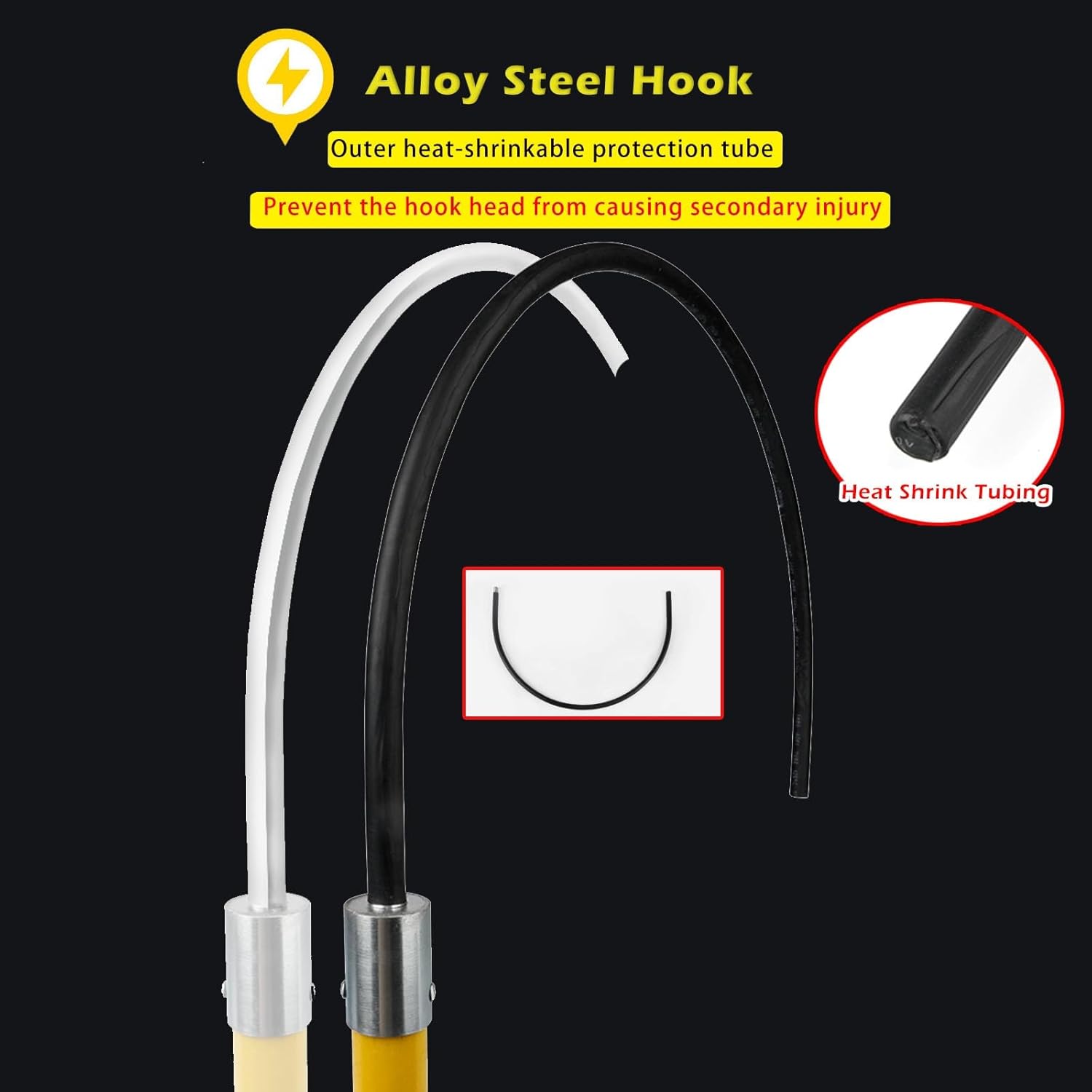 Rescue Hook Emergency Lifesaving Pole 1m 1.5m 1.8m 2m 3m Anti-electrocution Emergency Rescue Pole, High Voltage Rescue Hook w/Insulated Handle - 20'' Opening, Puller Hook Safety Tool - 10kV 35kV 110kV