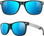 MAXJULI Lunettes de soleil polarisés pour hommes Femmes Retro Wood Grain Square Frame UV400 Protection Léger TR90 Matériau 8809
