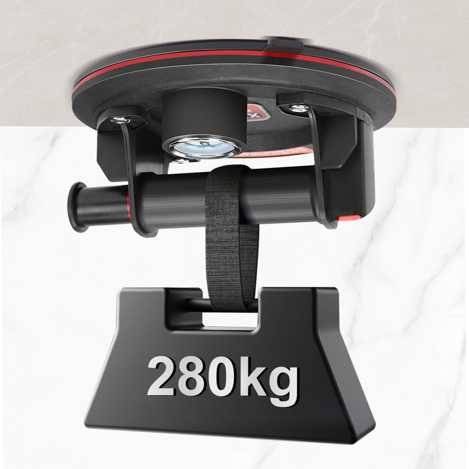 2 Stück 8'' Saugheber Glasheber mit Manometer Max. 280kg, Vakuum Saugnapf Fliesenheber mit Tragbarer Werkzeugkasten, Glassauger Saughalter Plattenheber für Laminat,Fliesen, Glas,Metalle,Marmor