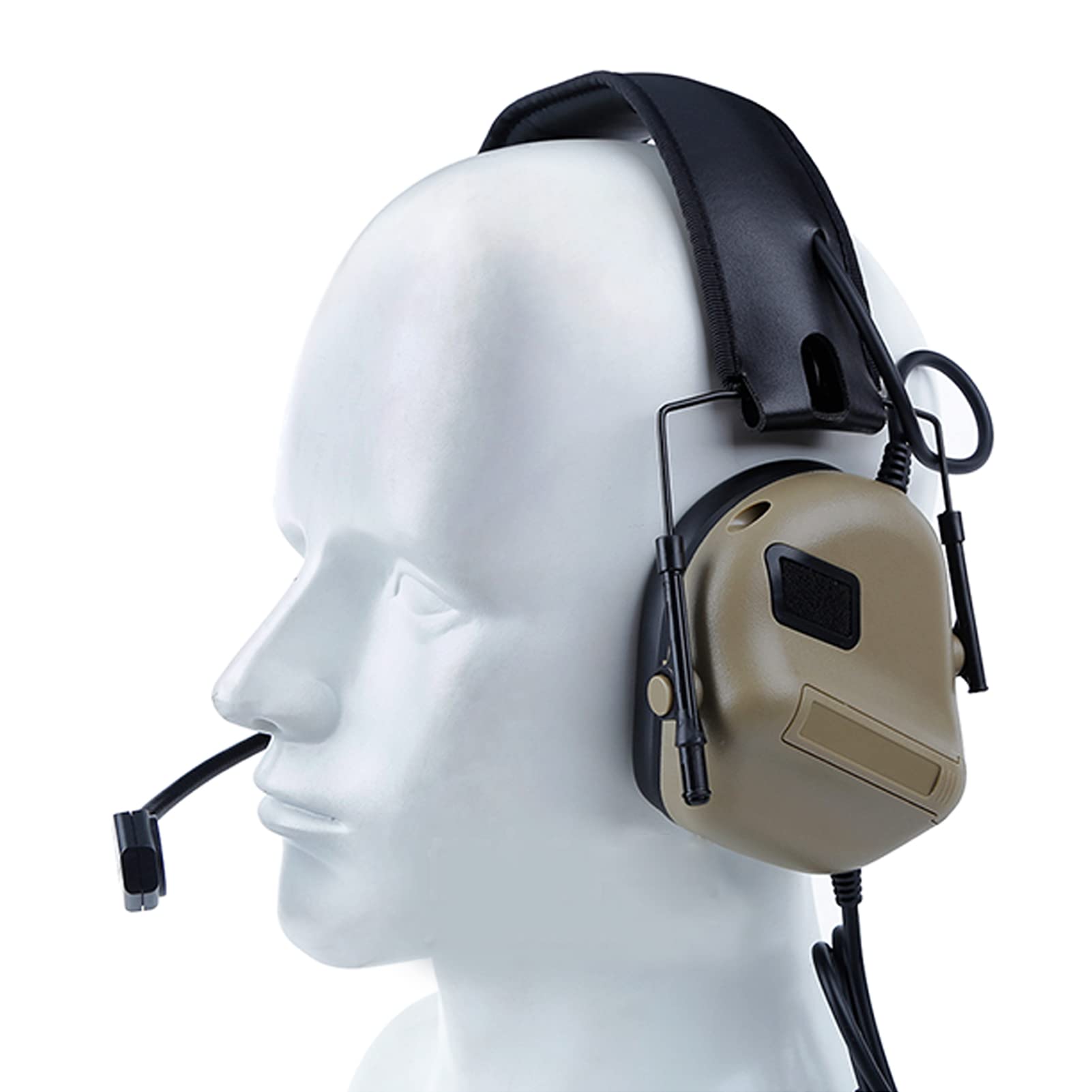 Yunseity Militär-Headset, Einziehbare Gaming-Jagdkopfhörer mit Mikrofon, ohne Geräuschunterdrückungsfunktion, für Militärfunk-Walkie-Talkie