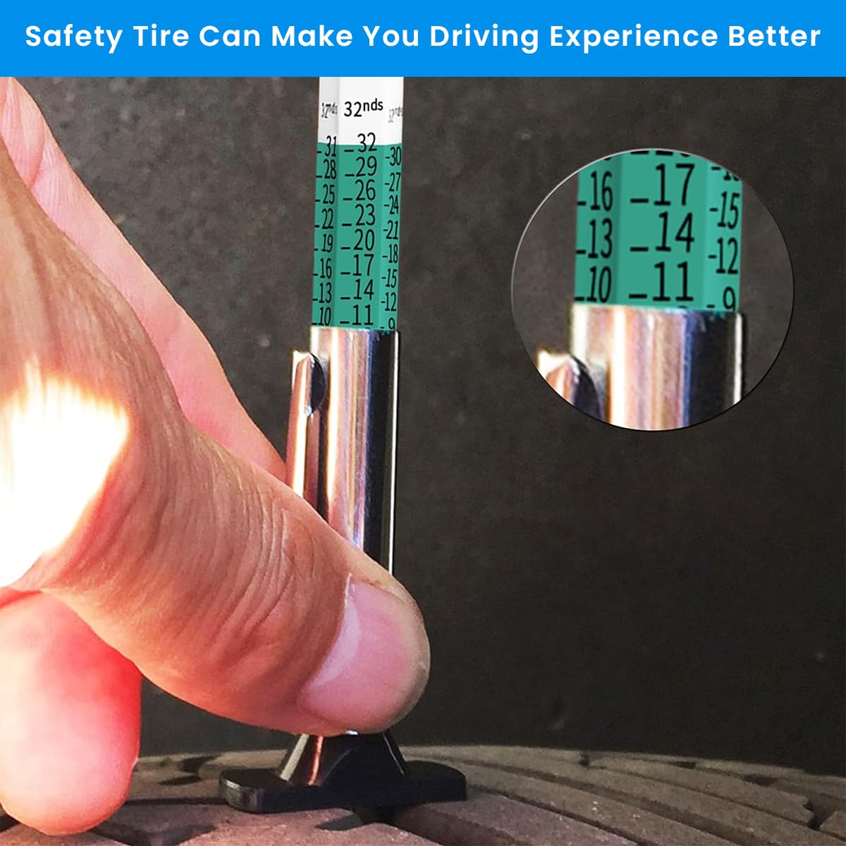 STHIRA® 2Pcs Tire Tread Depth Gauge 0-25mm Color Coded Calibration Marks Stainless Steel Tyre Depth Gauge - Essential Tpms for Car Tire Maintenance Tool 2
