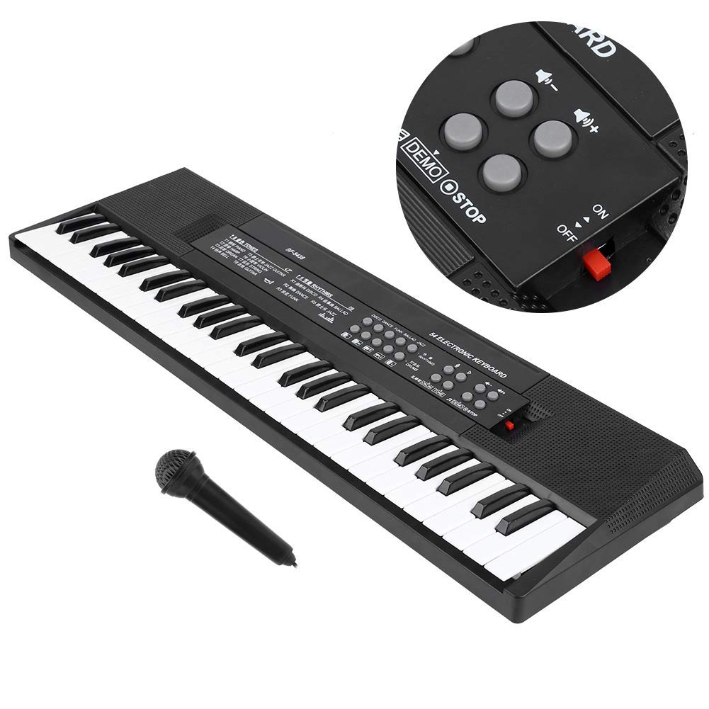 Teclado de piano digital Teclados de electrónico 54 teclas con micrófono función de grabación para uso en interiores exteriores
