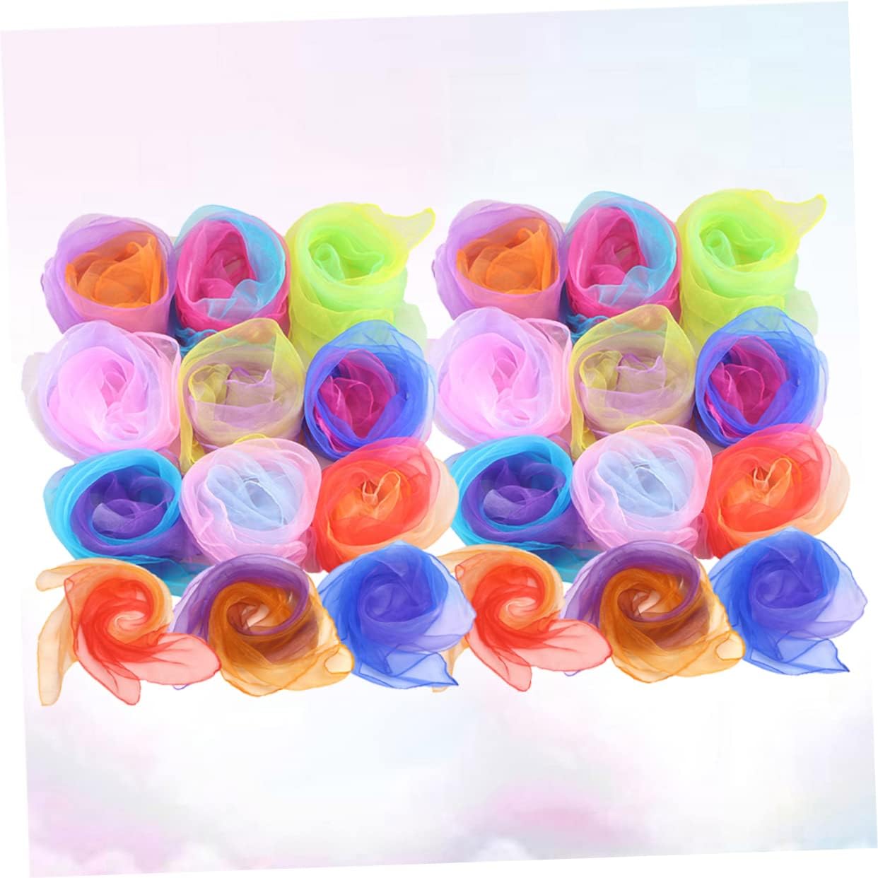 24pcs Gradient Dance Scarves for Boy Girl Soft Gauze Juggling Props for Performance Play and Decoration Random Colors for Boys and Girls