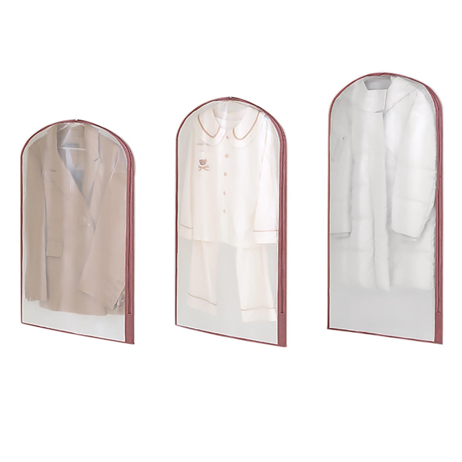 vfdaSWQQ Coat hanger cover, 5-pack, Clothes with Side Zipper, Wardrobe Hanging Storage Bag for Coats, Jackets, Shirts(Pink,60 * 110cm/24 * 43in)