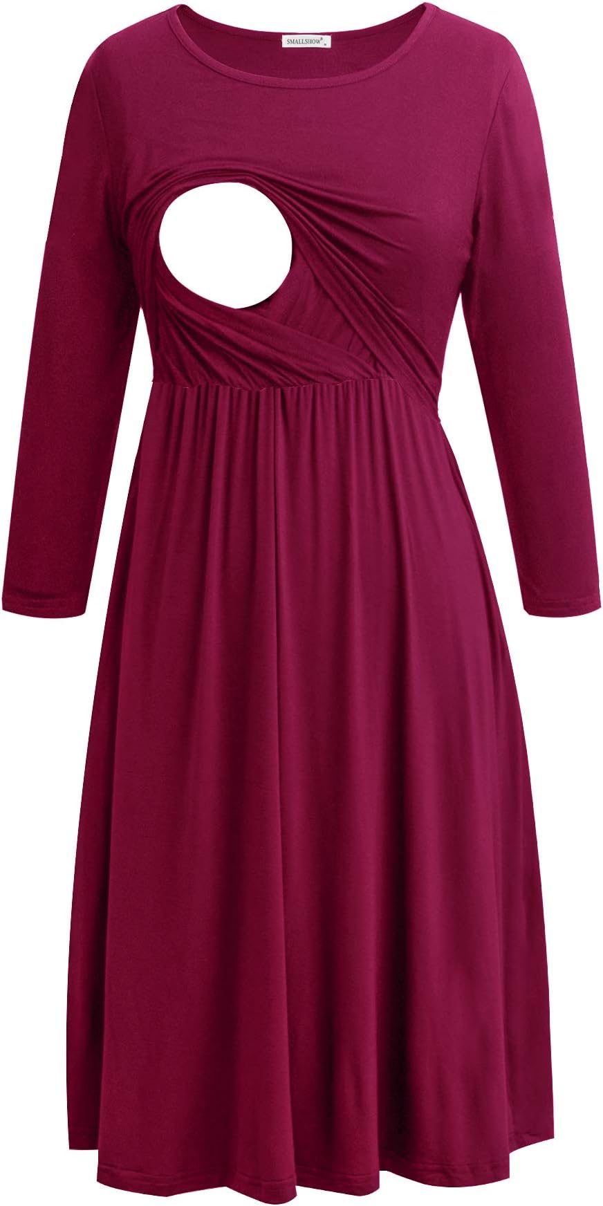 SmallshowNursing Dresses 3/4 Sleeve Maternity Breastfeeding Dress for Women