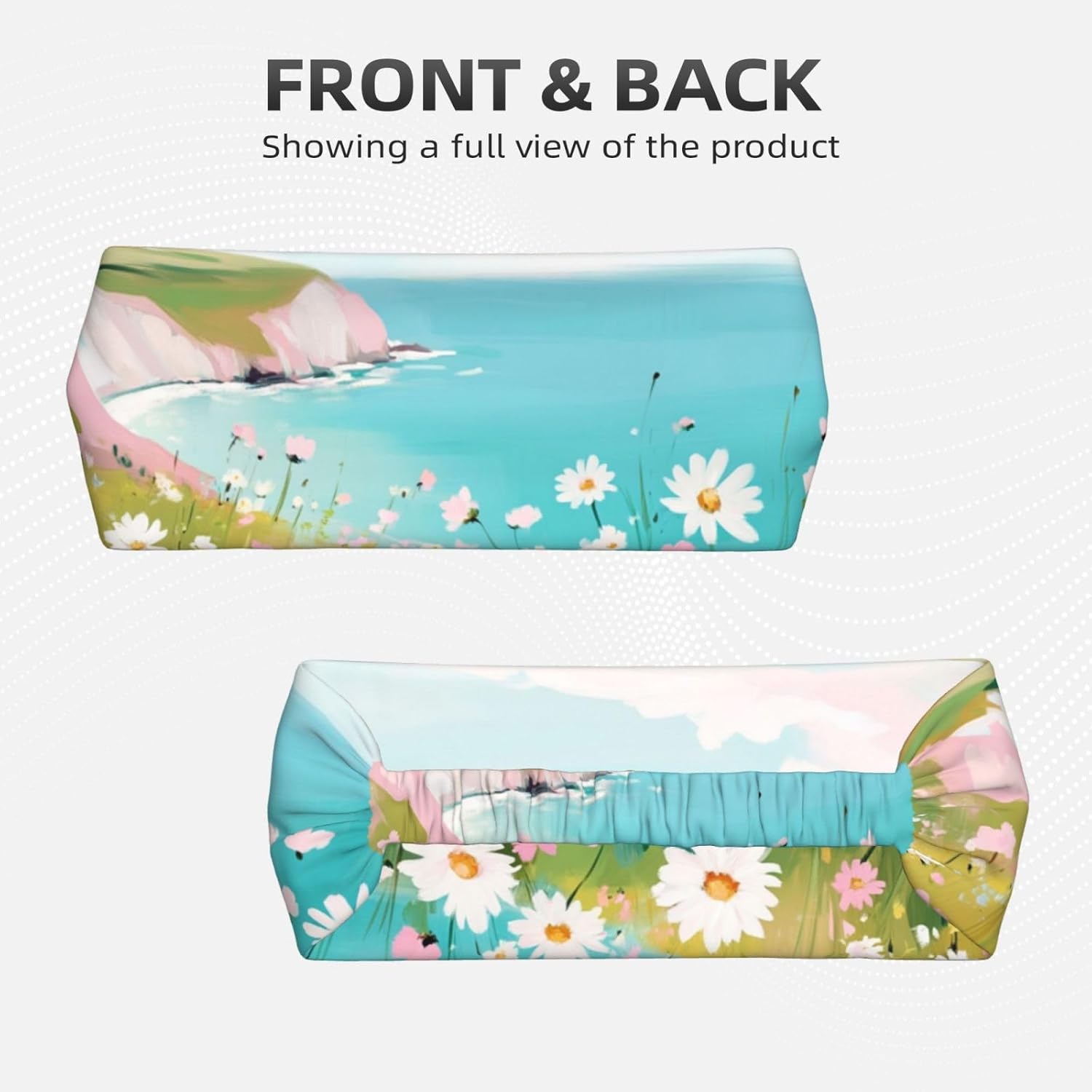 Soft White Daisies Tiny Yellow Wildflowers Coastal Clifftop Headband Sports Sweatbands for Men Women Hairband for Workout Athletic Running Yoga Basketball Gym