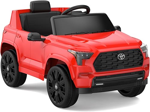 Camión de paseo en auto, auto eléctrico Toyota con licencia de 12 V para niños, juguetes de paseo con control remoto, suspensión de resorte, luces