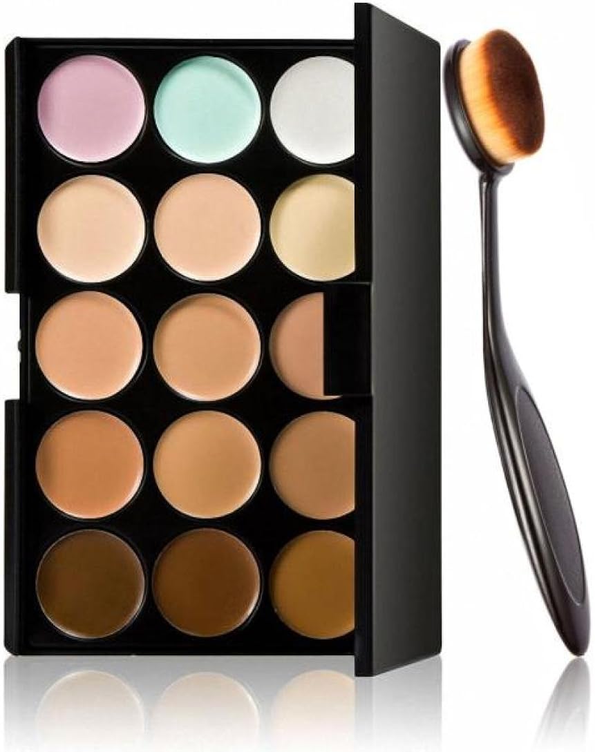 OLIYA 15 Colors Concealer Eye shadow palette kit &Makeup Toothbrush Curve Brush