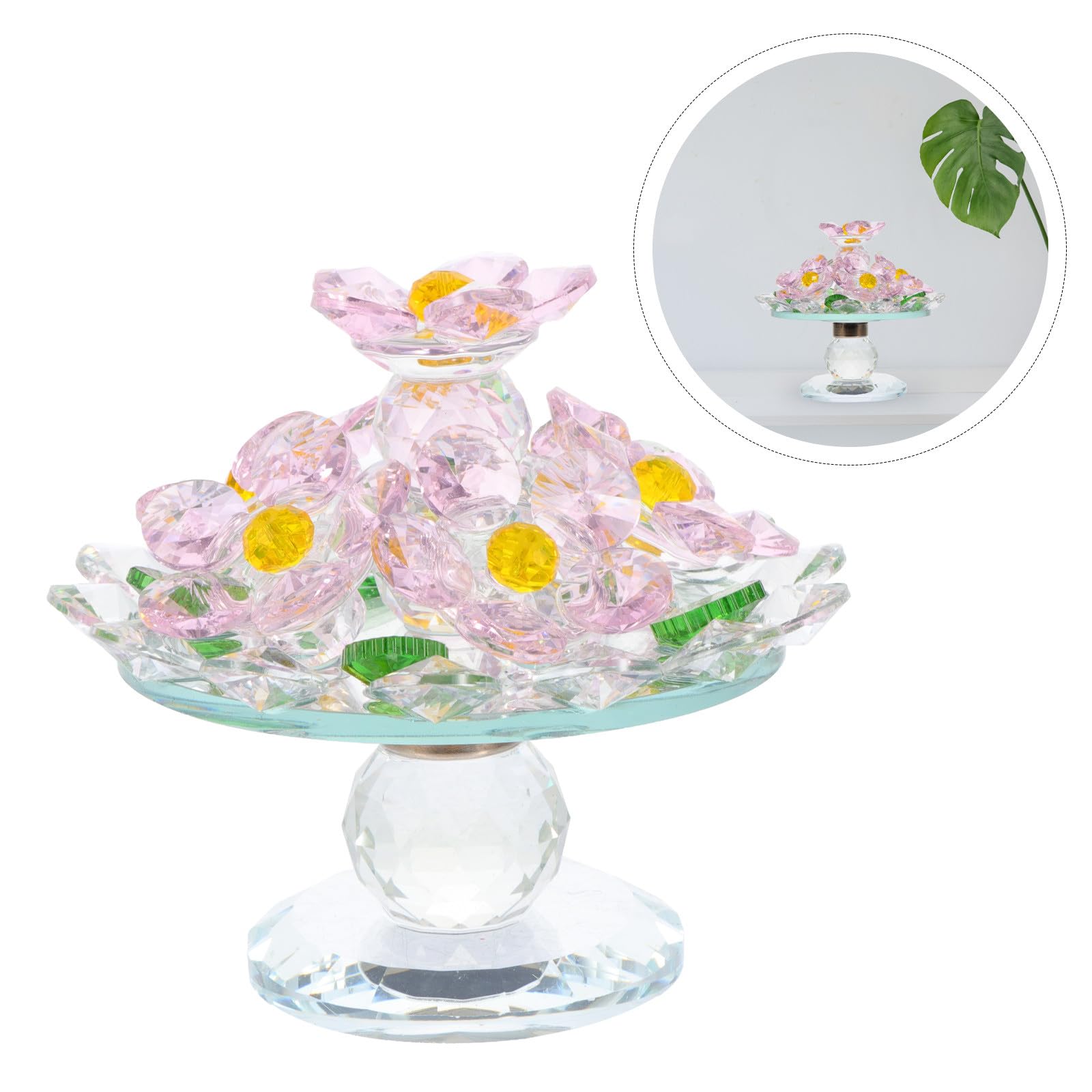 OUNONA Blumentopf und Feiner Verarbeitung Dekoration Kristall aus Zartem Kristall und Hochzeit mit Eleganter Rosa Farbe als Stilvolle Wohndeko für Wohnzimmer