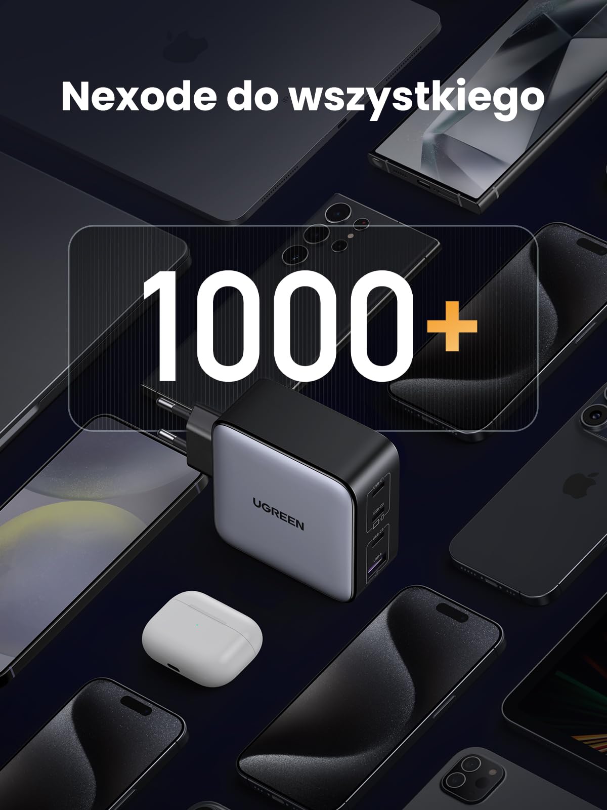 UGREEN Nexode Ładowarka 100 W USB-C, 4 porty, ładowarka GaN, ładowarka do laptopa