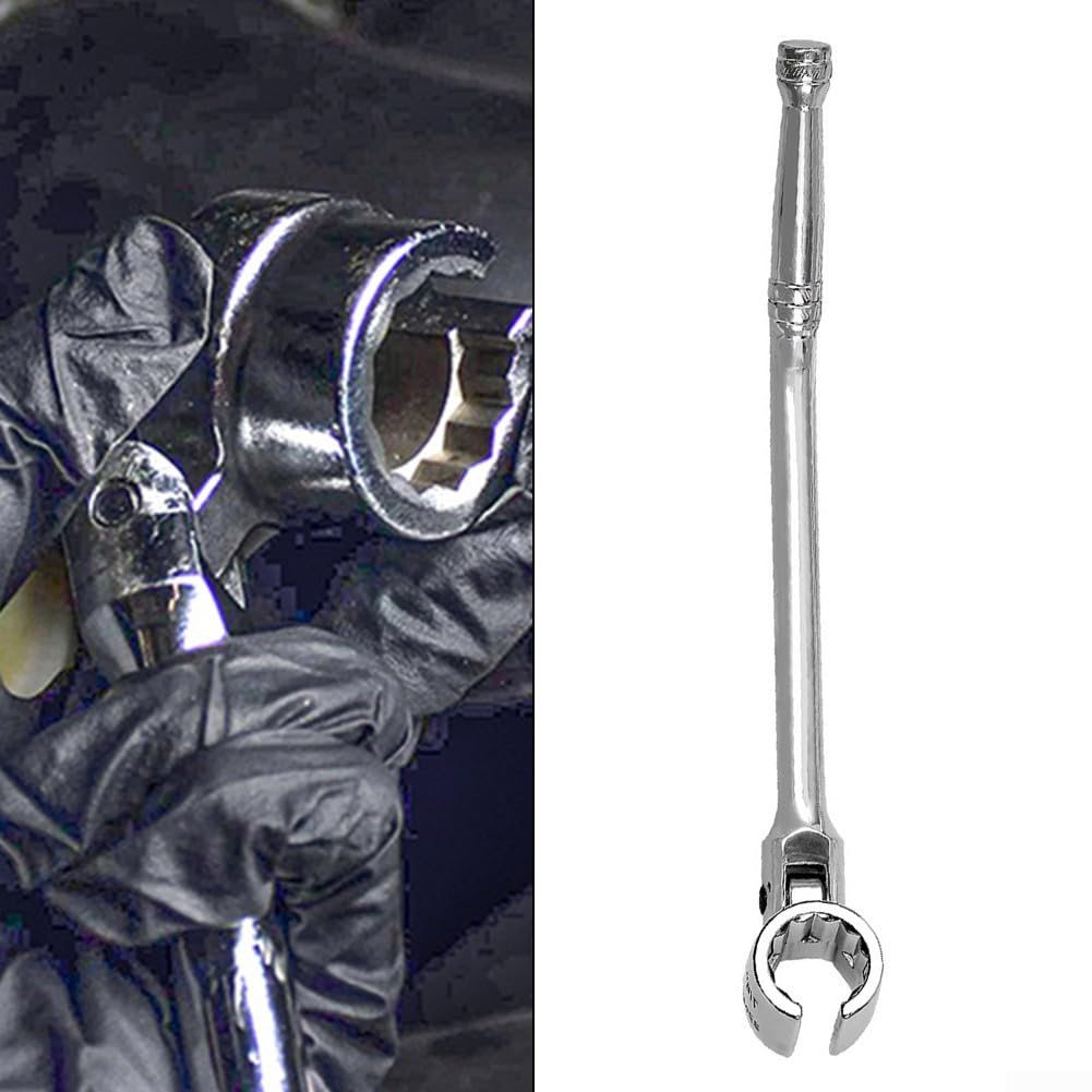 Niceminiwall Chiave per rimozione sensore Lambda da 22 mm, strumento di smontaggio in acciaio al cromo vanadio, testa rotante a 180°, impugnatura ergonomica curva per piccoli spazi
