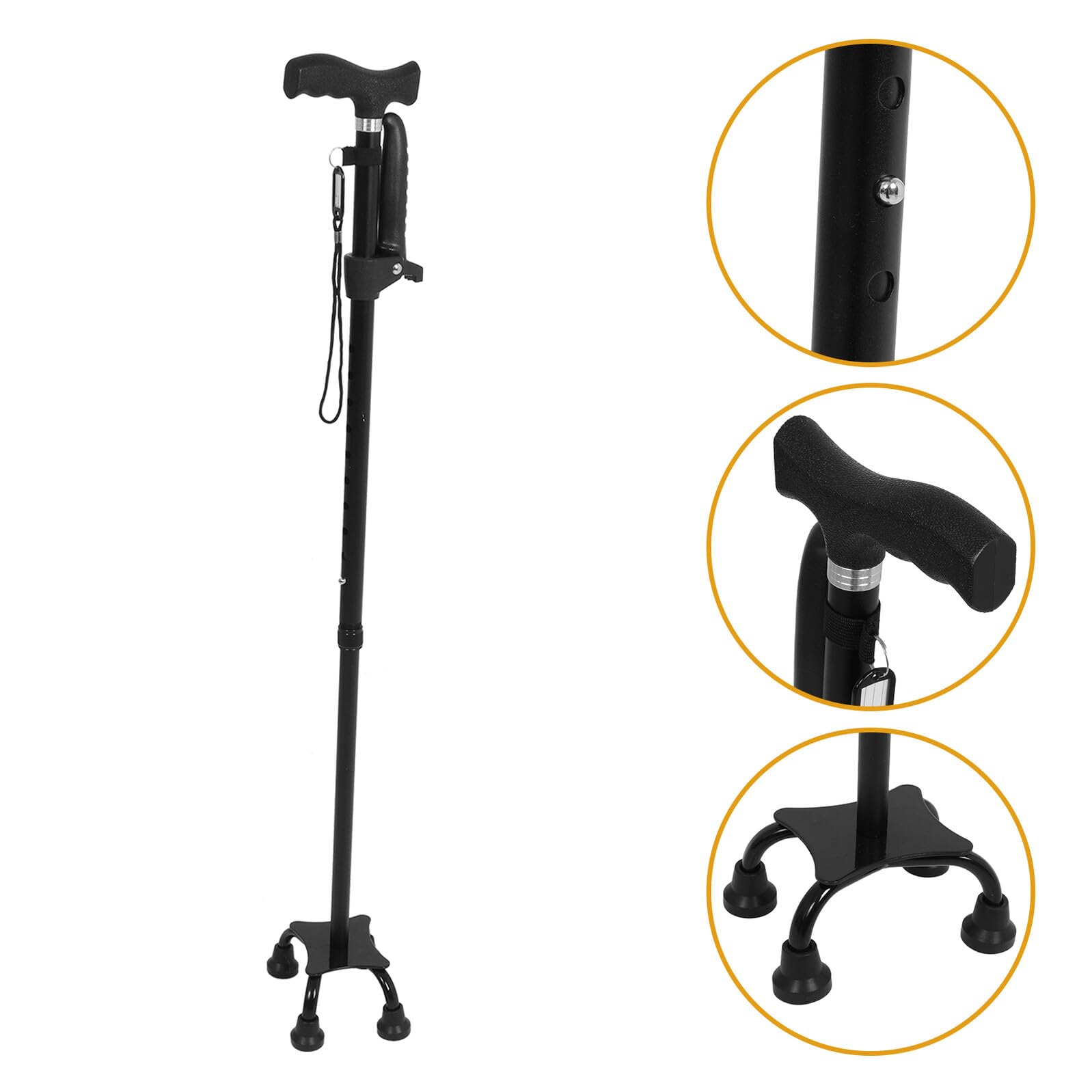 VALICLUD Bastón Plegable Ajustable para Personas Mayores Bastón de Aluminio Ligero con Mango Ergonómico y Base Antideslizante de Cuatro Patas Adecuado para Movilidad y Viajes