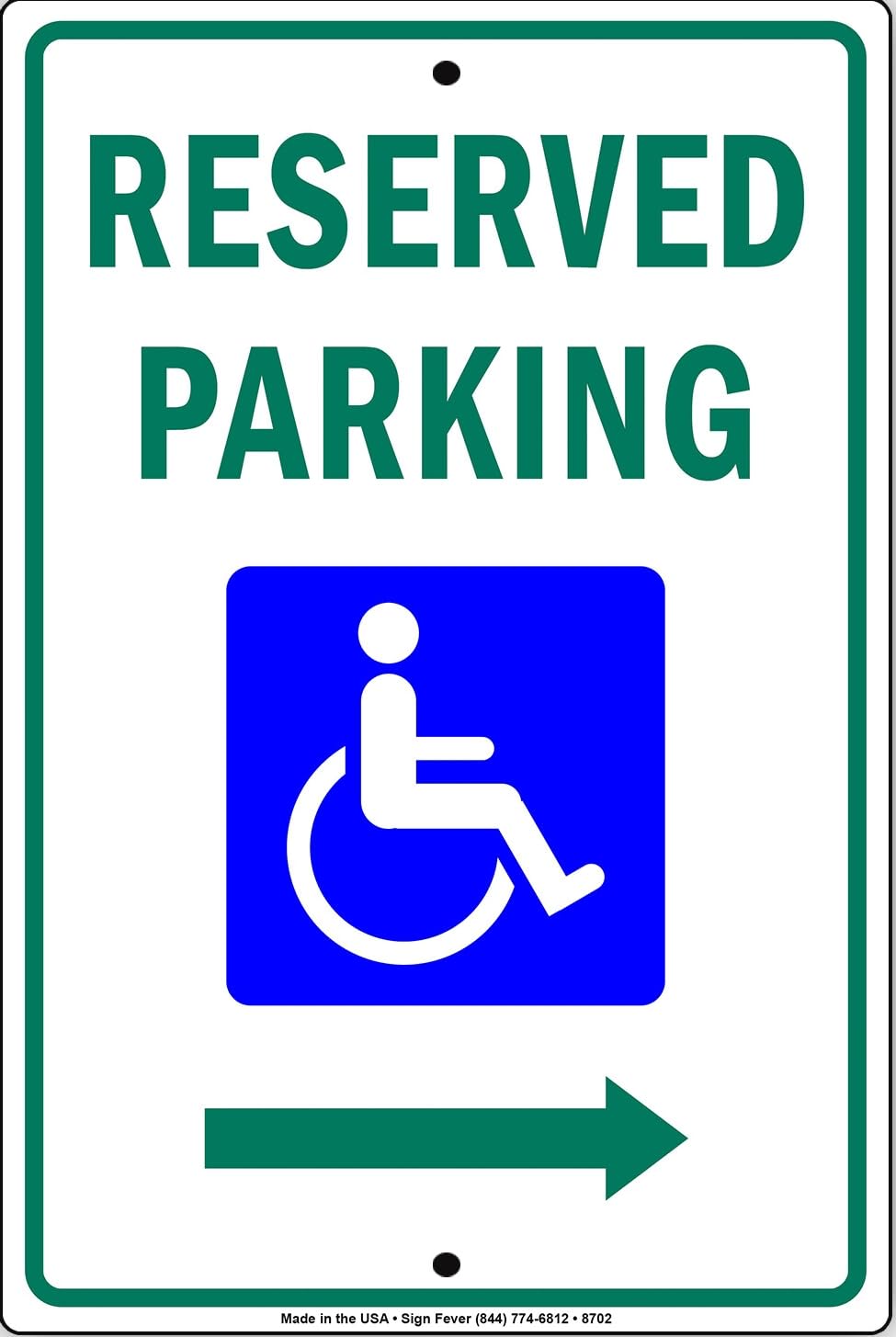 Reserved Parking With Right Arrow Wall Art Novelty Notice Metal Sign