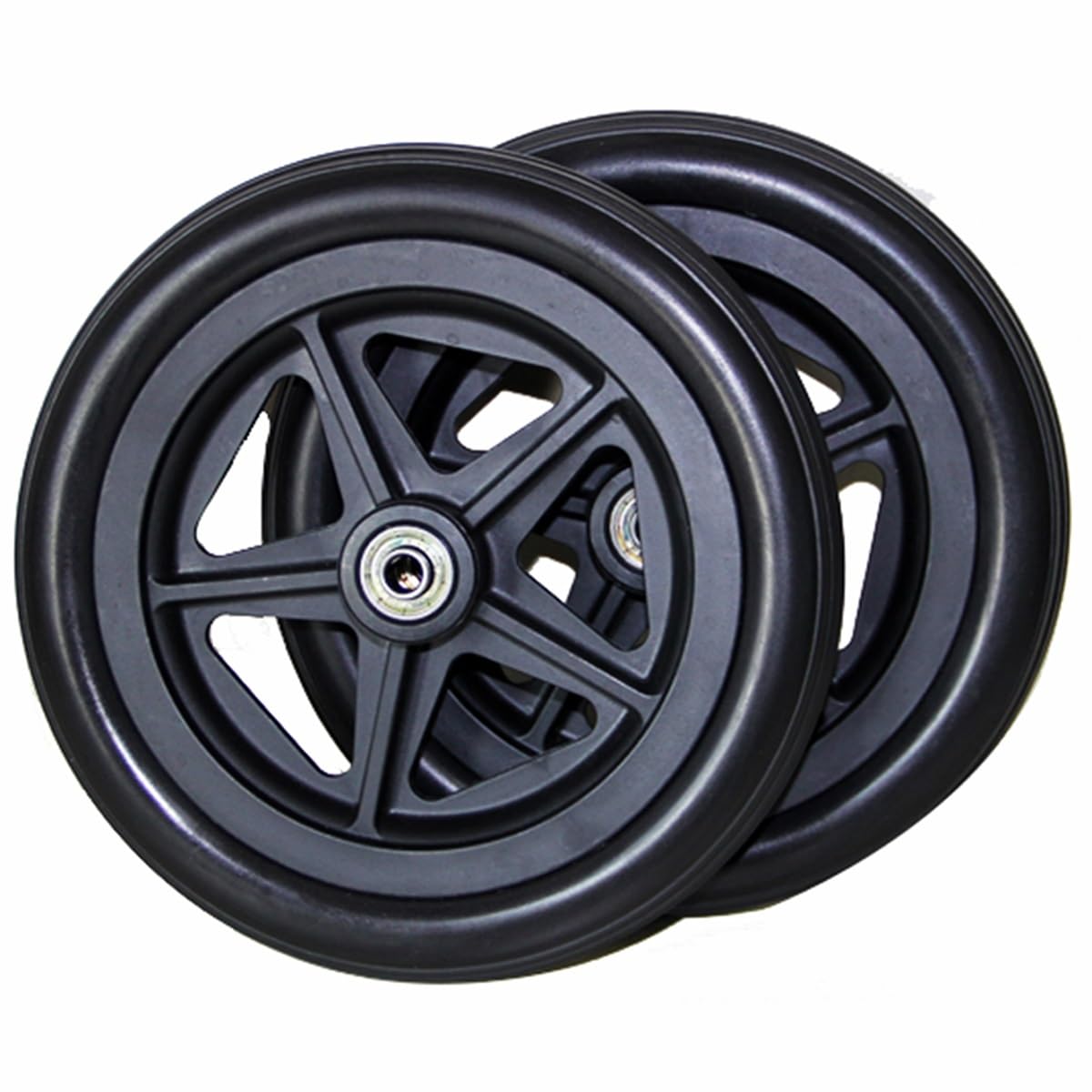 BEEGMA 6/7/8 Inch Wheel Replacement Wheelchair Front Wheels Rollator Caster Wheel 2 Pieces Solid Tyre Anti-Slip Anti-Puncture Front Wheels(19cm/8inch)