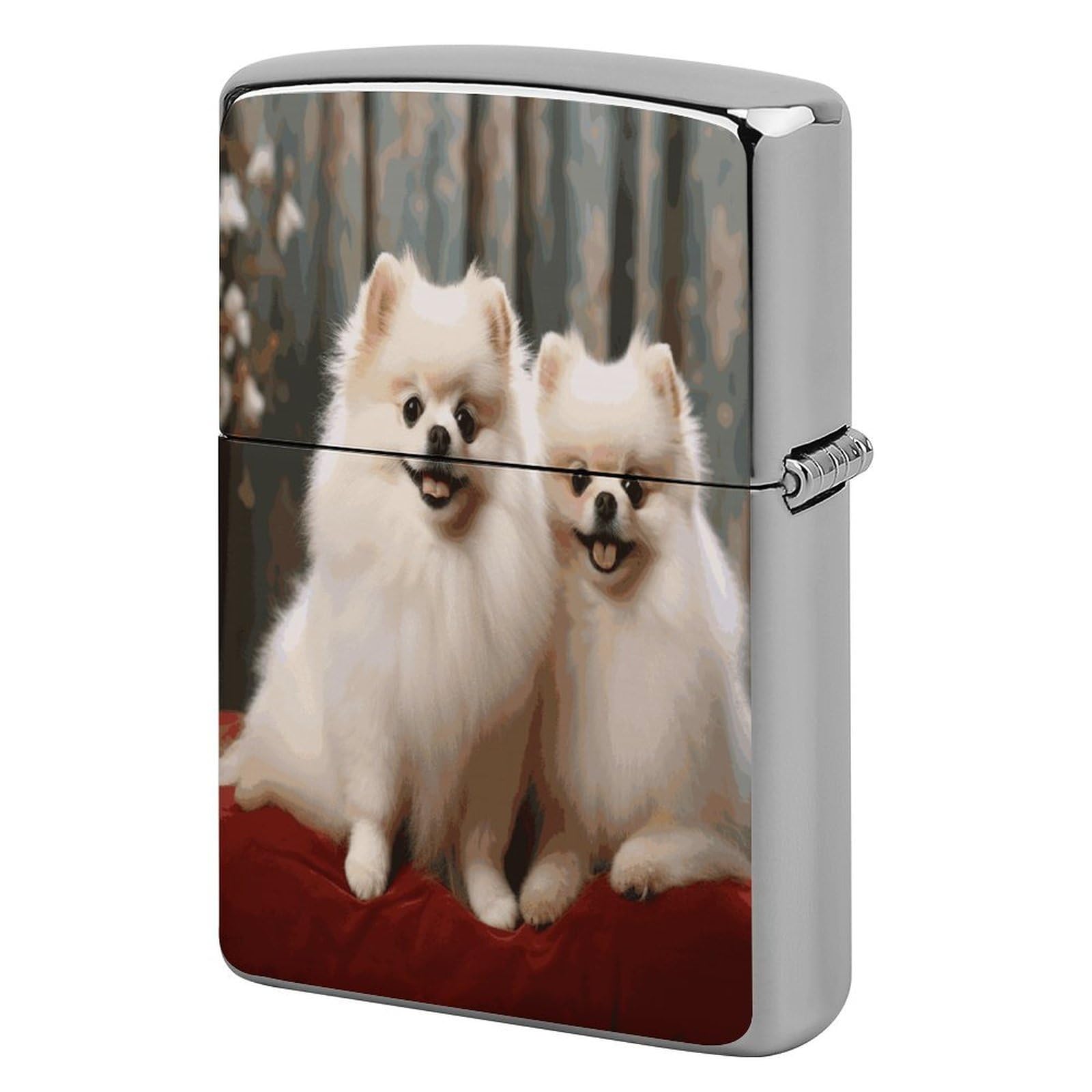 Btcowzrv Style Short-Haired Pomeranian Dog Metal Lighter Case Sleeve Cover Holder