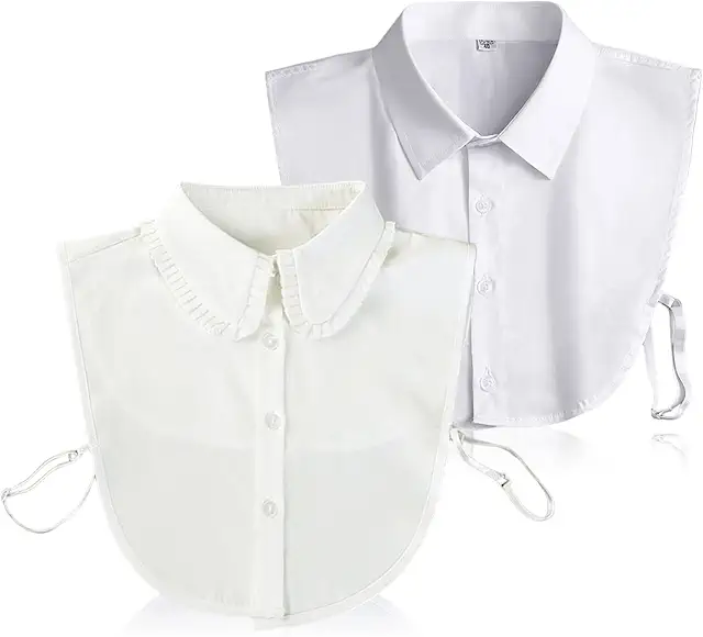 White Detachable Half Shirt Blouse with Fake Collar - Blus med Krage