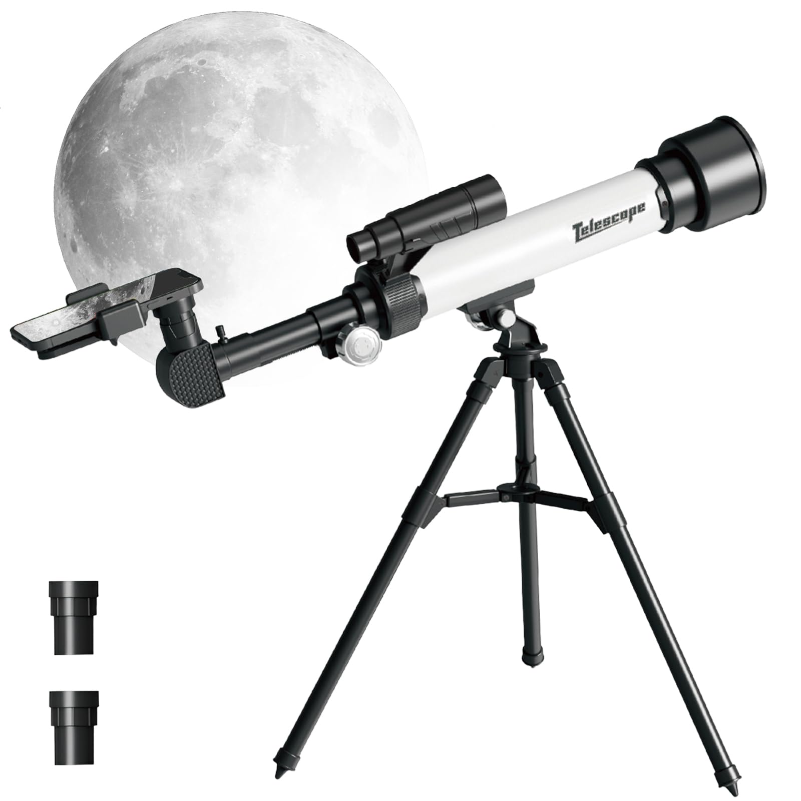Telescopio Astronomico per Principianti Adulti Apertura 50 mm/500 mm, Telescopio Optics Rifrattore Portatile da Viaggio 30X/60X con Treppiede Regolabile