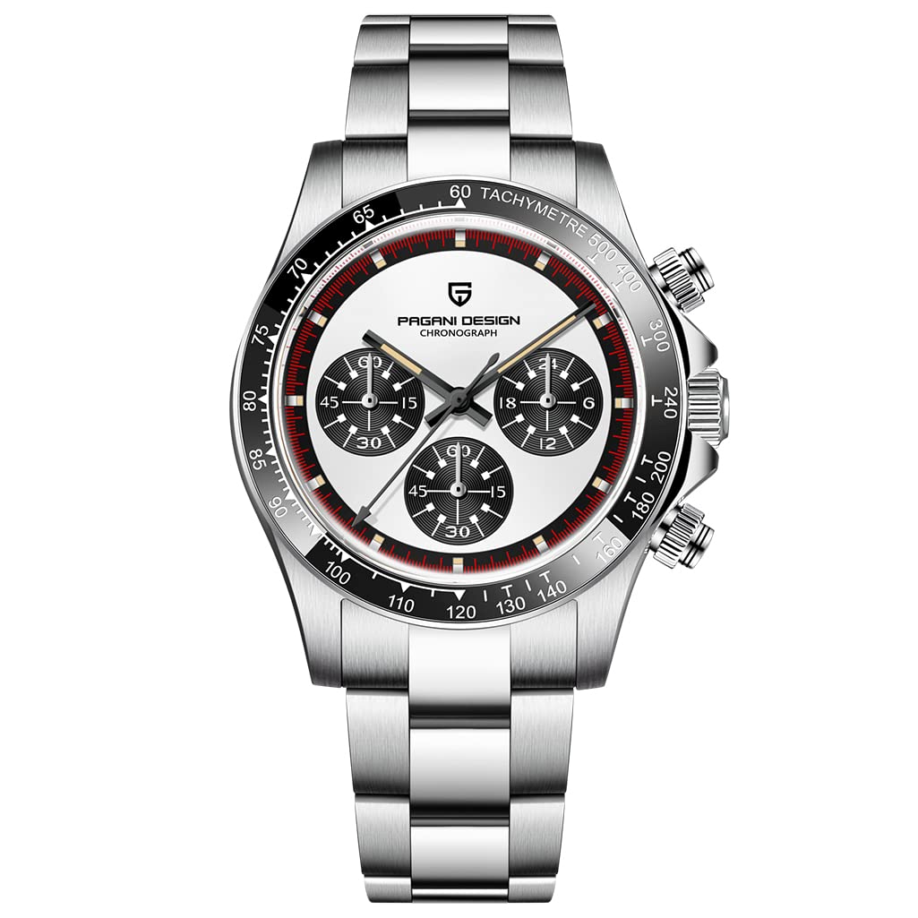 HaiQin Pagani Design 1718 Mens Chronograph Watches Japan Quartz Movement Stianless Steel Band 100M Waterproof Watch Men Retro Wristwatch, WHITE, Chronograph,Quartz Watches (B09VPGCZM4) Amazon Price History, Amazon Price Tracker