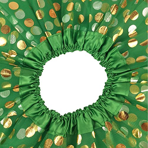 Jastore® Girls' Polka Dot Tutu Glitter Ballet Triple Layer Tulle Dance Skirt (3-10 Years, Green)
