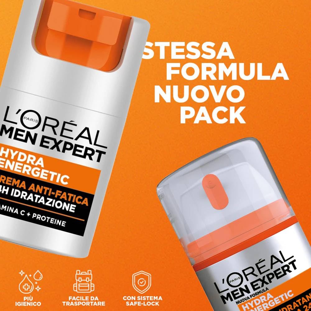 L'Oréal Men Expert L'Oreal Men Expert Hydra Energy 24H Anti Stanchezza, Idratante per uomo con vitamina C (6 x 50 ml)