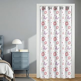 モダンアート インテリア ポリエステル 遮光カーテン インテリア 窓 キッチン レストラン ドア 廊下に最適 (120x180cm、蝶)