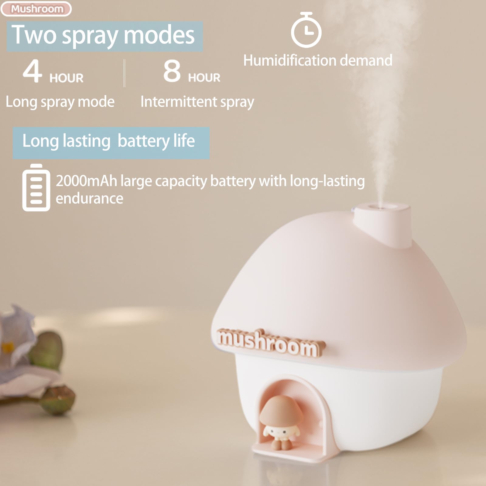 Humidificadores ultrasónicos para dormitorio y oficina, humidificador de niebla fría con luz de puesta de sol, humidificador de bebé con luz nocturna, humidificador portátil, dos modos de