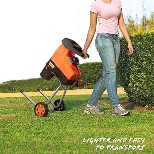TACKLIFE Electric Wood Chipper, Garden Shredder, Silent Wood Shredder, 15Amp Power, Max 1.77-Inch Cutting Capacity, 60L Collection Sac, Quiet Motor, Adjustable Cutting Blad