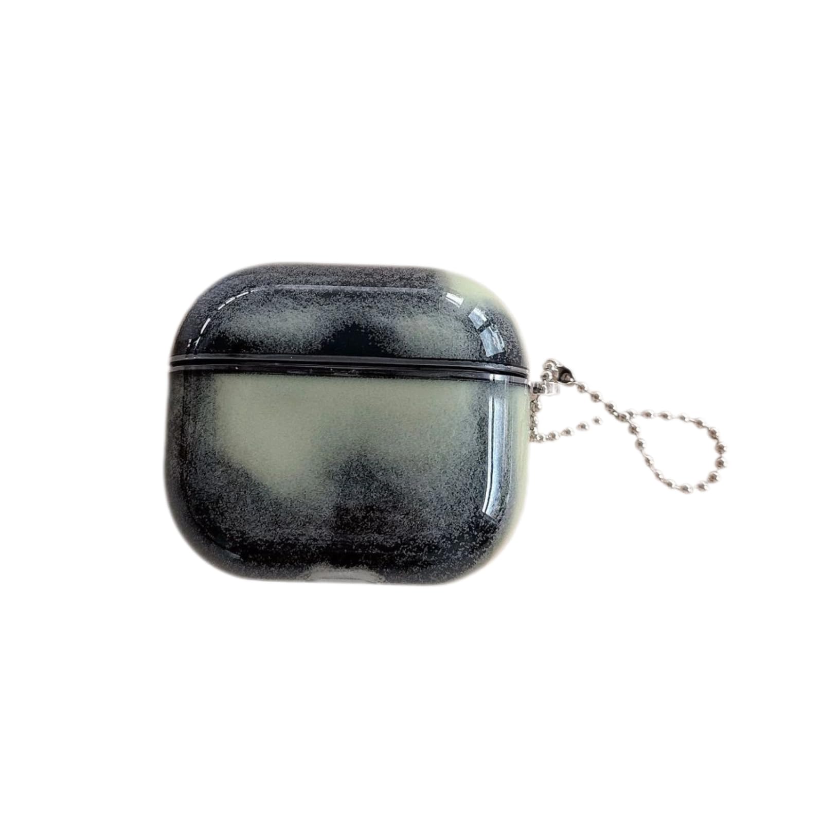 Luminous Earphone Cover Compatible with AirPods1&2&3, Glow-in-The-Dark Quicksand Earbud Case for AirPods 4 & Pro Series with Keychain (Blackwhite, for