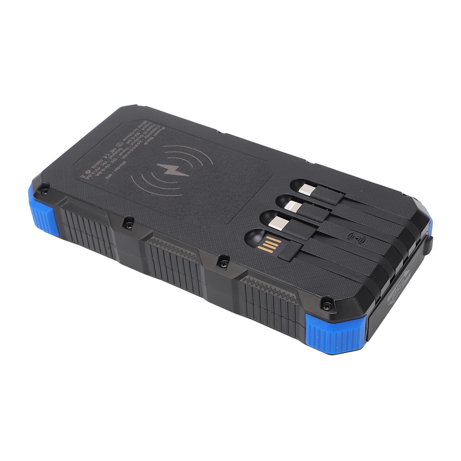 Banque d'énergie Solaire, Chargeur Solaire Portable ABS 36 800 MAh avec Charge Rapide, 3 Ports USB, Double Lumière LED, Entrée iOS Type C, pour Utilisation d'urgence en Camping en Plein