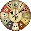 Grazing 12 Inch Farmhouse Wooden Decorative Wall ClocksSilent Rustic Country Clock for Kitchen Bedroom Living RoomColorful Tuscan StyleNatural Wood GrainNot a Sticker