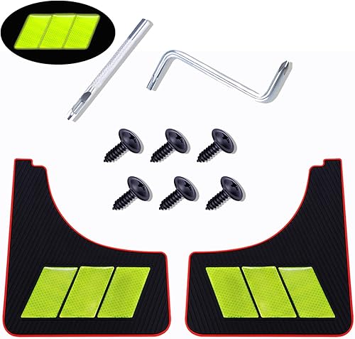 Miniatura 7 de Aletas de barro para automóvil, tornillos y clips, protectores universales de goma suave sin colisión (4 unidades, rojo)