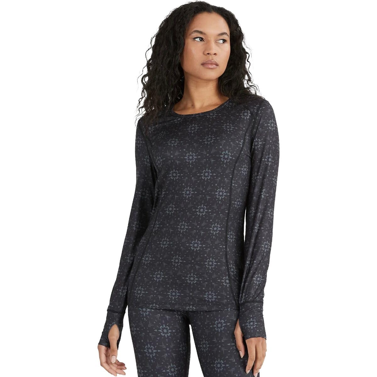 Terramar Women's Standard Cloud Nine 4-Way Stretch Brushed Scoop, Geo Snowflake, X-Small