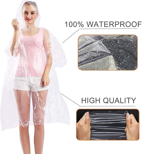 Miniatura 3 de Rain Ponchos Disposable for Adults (10 Pack) Thicker with Hood
