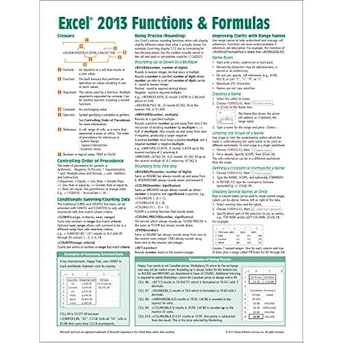 Microsoft Excel 2013 Functions & Formulas Quick