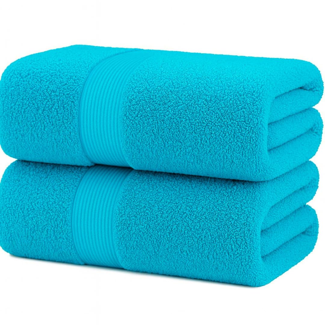Diamond Tex Premium Extra Large Bath Sheet (90x180 cm–600 GSM) 100% Egyptian Cotton towels bath sheet, Ultra Soft jumbo bath sheets towels extra large Quick Dry big towels (2 Pack, Teal) — image 1