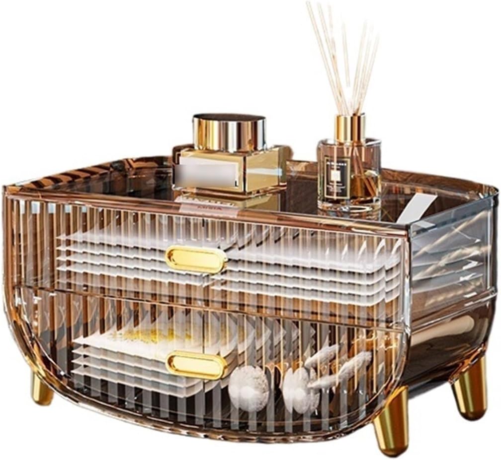 Makeup Organizer Box Dust Water Proof Cosmetics Storage Display Case with Drawers, Cosmetic Display Box Suitable For Countertop Bathroom Dressing Table Bedroom Cosmetic Organizer(A-1)